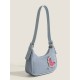 Denim Blue Heart Rhinestone Underarm Bag