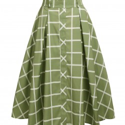 Green  Plaid Swing Skirt