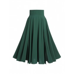 Green  Solid Vintage Skirt