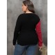 Plus Size  V-Neck Cross Sweater With Pearl