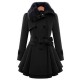 Christmas Fur Collar Waisted Woolen Coat