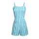 Turquoise  Stripes Romper & Skirt