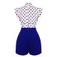 Blue  Polka Dot Buttoned Romper