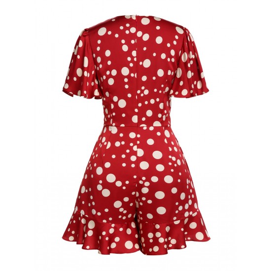 Red  Polka Dot Ruffle Romper