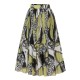 Green & Black  Patterned Pleated Midi Skirt