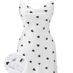 White  Heart Pattern Strap Nightgowns