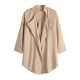 Plus Size Beige  Lapel Cardigan Long Sleeve Trench Coat