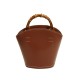 Vintage Caramel Leather Bamboo Handle Bucket Bag