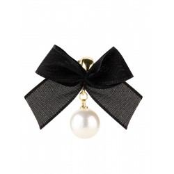 Black Bow Pearl Earrings