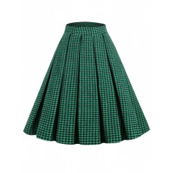 Green  Plaid Swing Panel Skirt