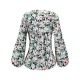 Green  Round Neck Floral Blouse