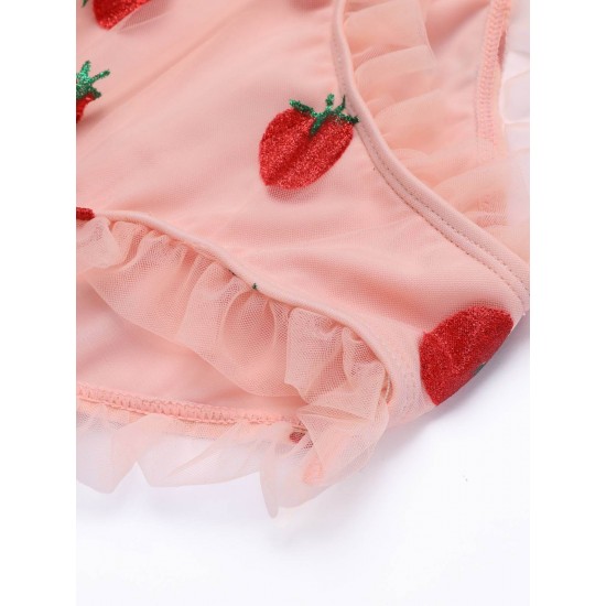 Plus Size  Lace Strawberry Cami Tankini Set