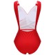 Red  V-Neck Solid One-piece Swimsuit