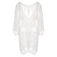 White V-Neck Embroidered Lace Cover-up