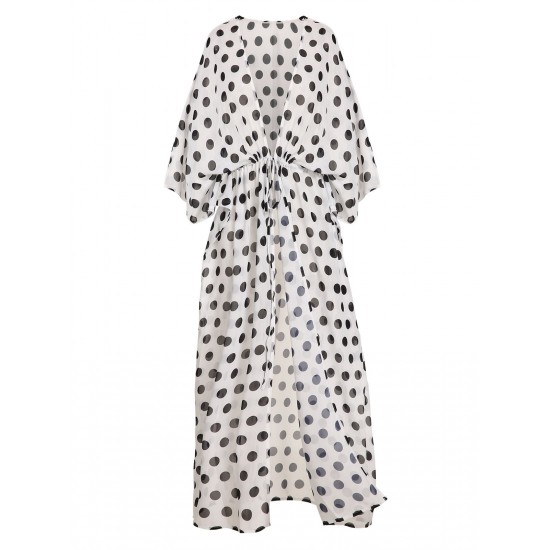 Black&White  Polka Dots Long Cover-up